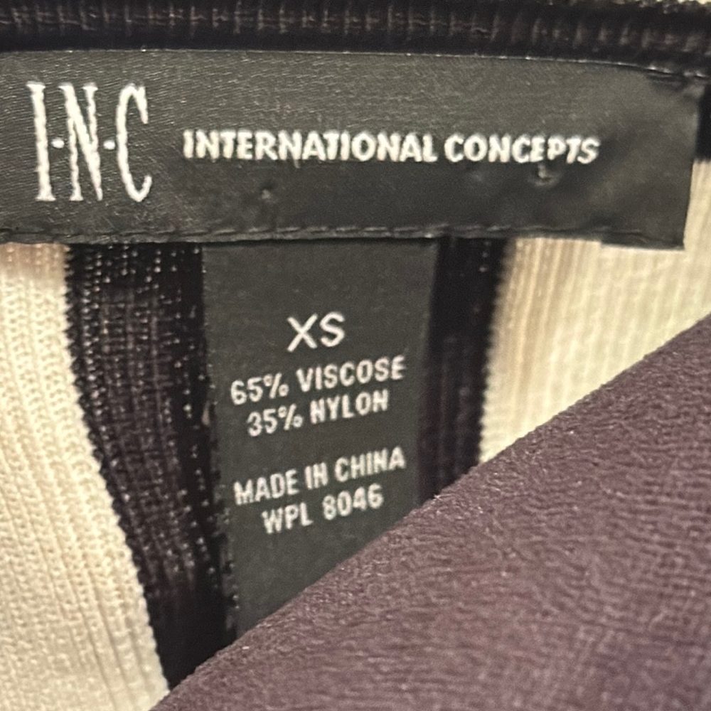 NWOT INC International Concepts Black and White Dress with Purple Details - Picture 2 of 7